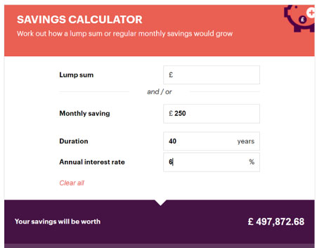 savings calculator example